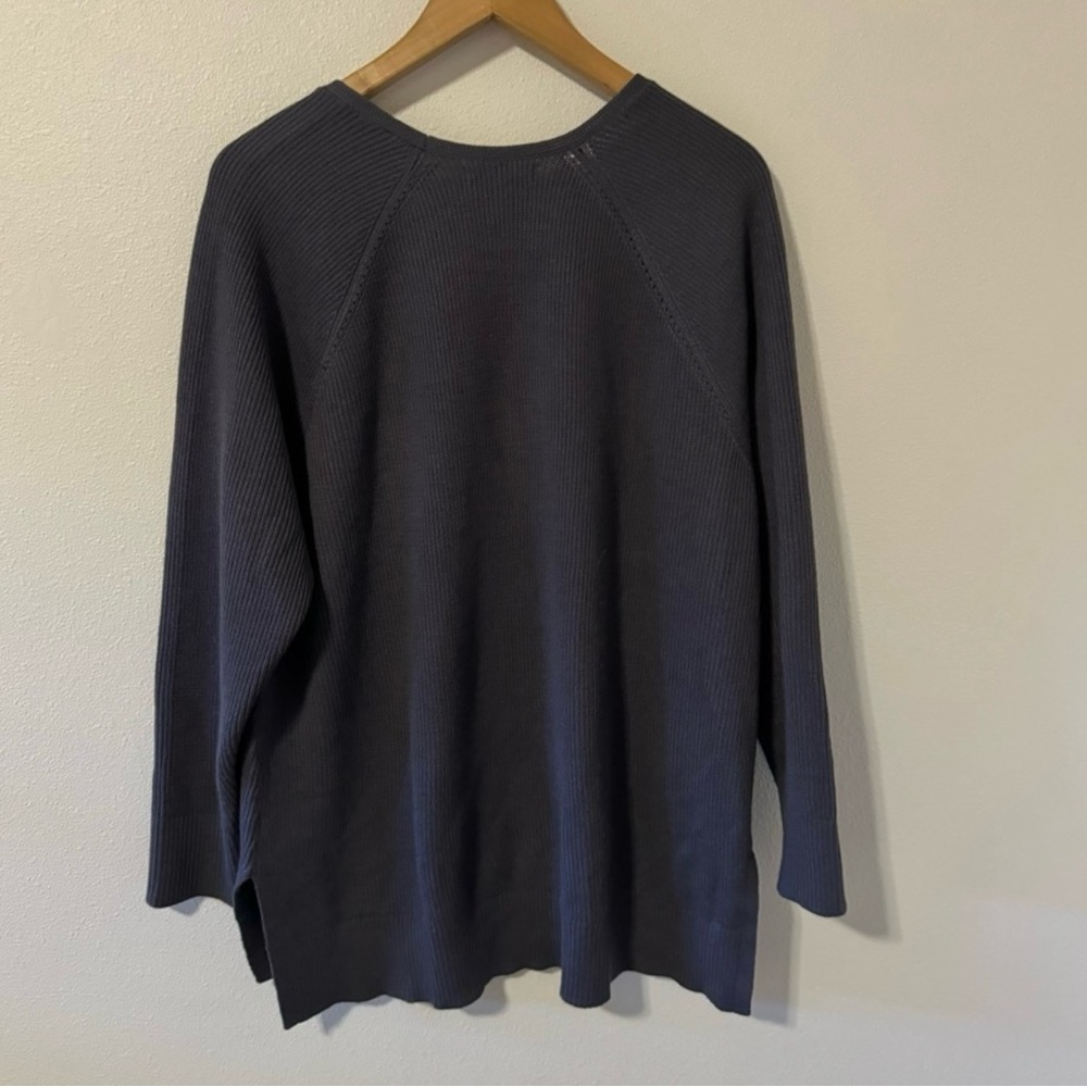 Athleta Handover Refined Wool Blend V Neck Ribbed Sweater Purple/Gray - Picture 4 of 8